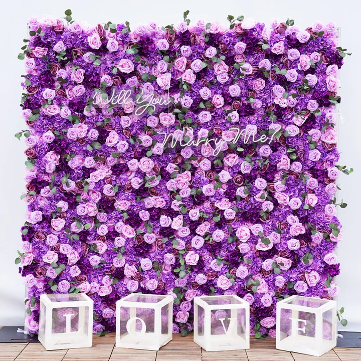 Purple Flower Wall Backdrop Rental