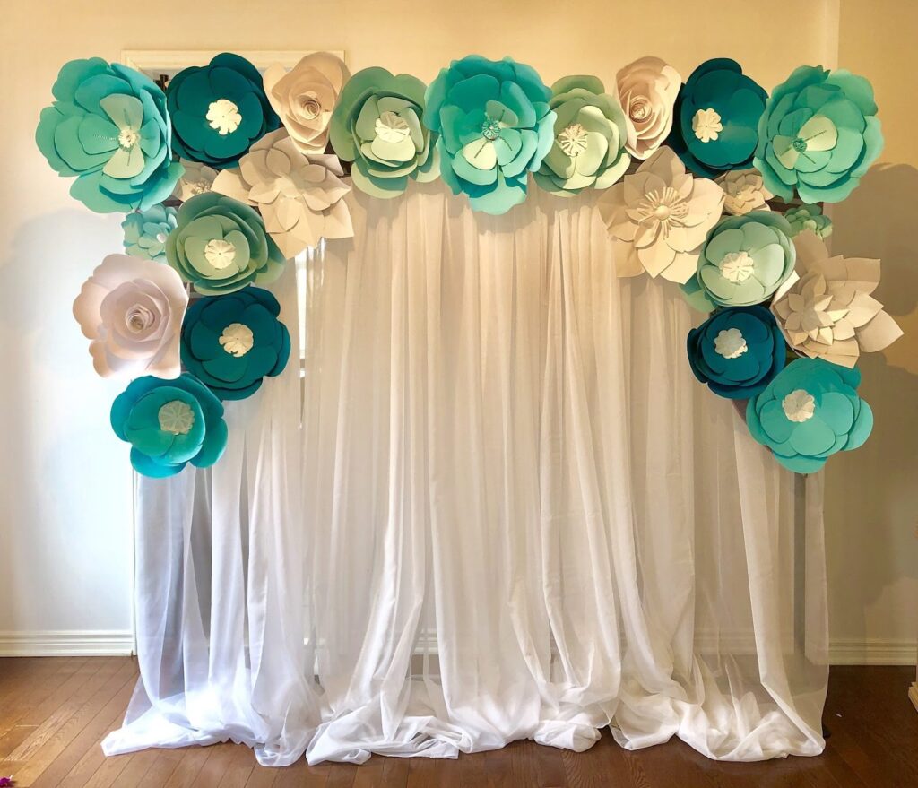 Blue and White Flowers - Vaughan Flower Wall Rentals