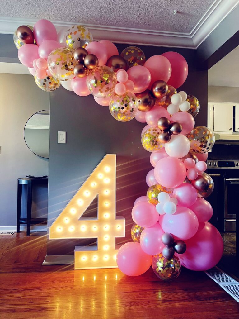marquee number and balloon decor for birthdays and celebrations
