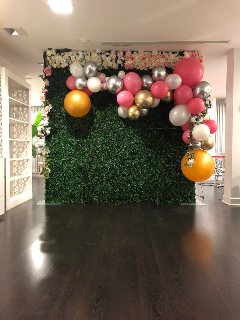 balloon garland and flower wall for events and celebrations